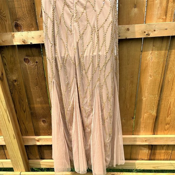 Roman's Sparkling Champagne Sleeveless Cocktail Dress With Gorgeous Beading - Picture 9 of 14